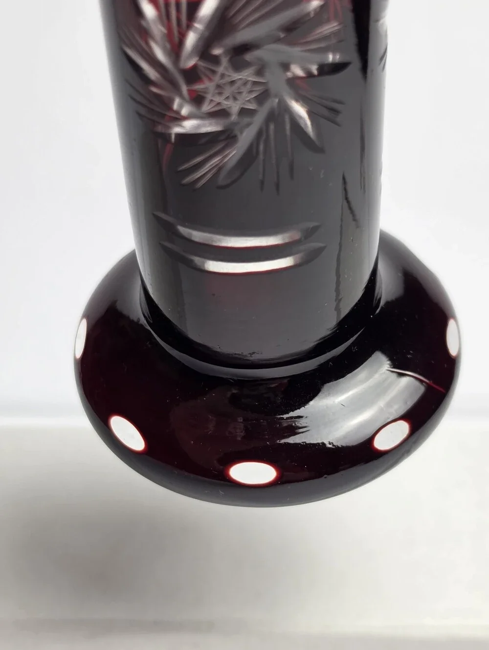 Czech Bohemian Vintage Ruby Red Cut to Clear 6.5